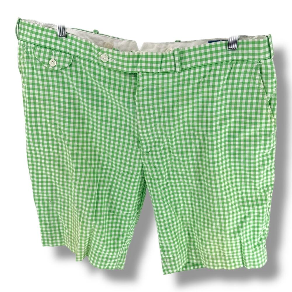 Polo Ralph Lauren Shorts Men's 34 Green Gingham Check VTG Prep Coastal Old Money